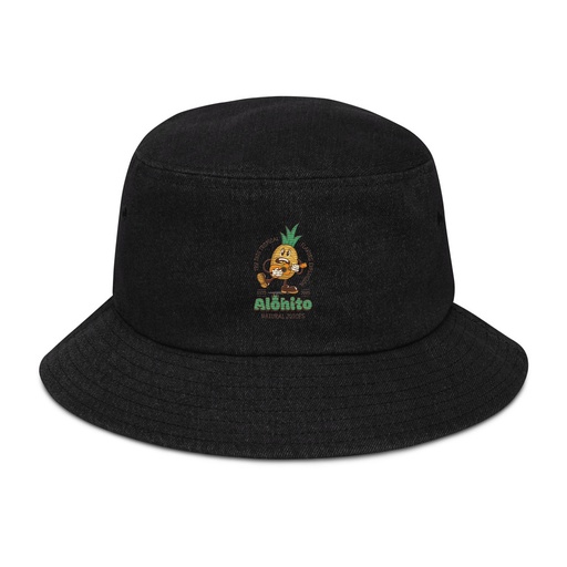 [ID: 501-G54] Alohito Natural Juices - Pineapple Mascot Denim Bucket Hat