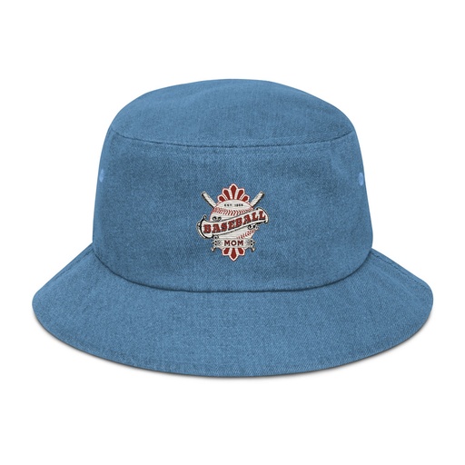 [ID: 501-G144] Baseball Mom Denim Bucket Hat