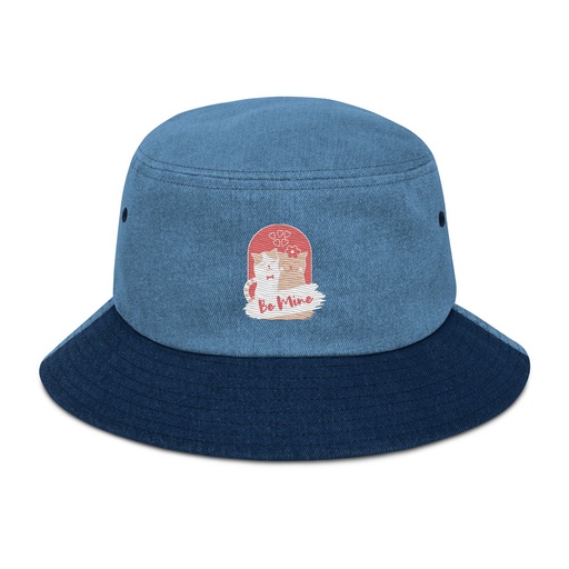 [ID: 501-G157] Be Mine - Cute Cat Couple Denim Bucket Hat