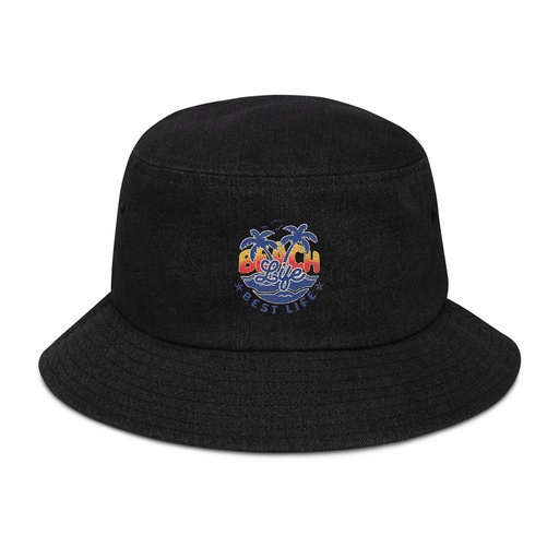 [ID: 501-G168] Beach Life Best Life Denim Bucket Hat