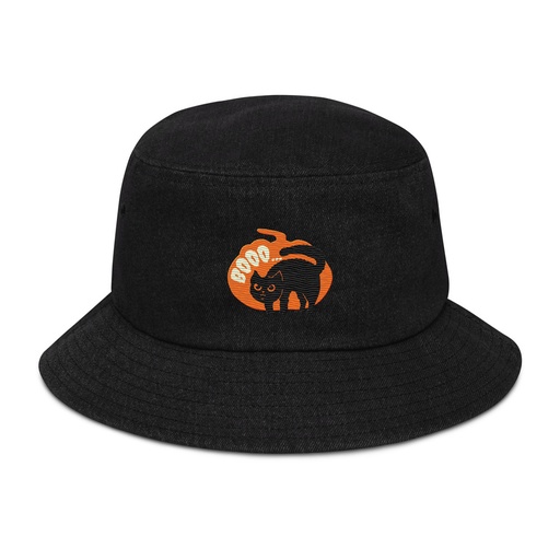 [ID: 501-G251] Boo - Scay Cute Cat Denim Bucket Hat
