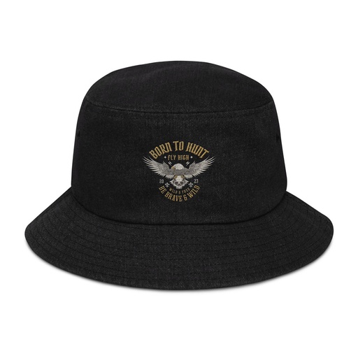 [ID: 501-G267] BORN TO HUNT- BE BRAVE & WILD Denim Bucket Hat