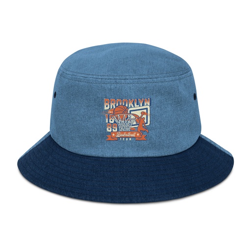 [ID: 501-G290] Brooklyn Basketball Team - Athletic Sports Denim Bucket Hat
