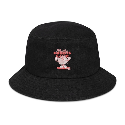 [ID: 501-G296] Burger Mascot Denim Bucket Hat