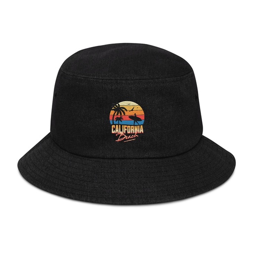 [ID: 501-G312] California Beach - Retro Surf Denim Bucket Hat