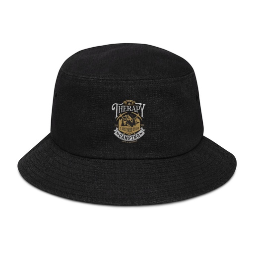 [ID: 501-G325] Camping Emblem Denim Bucket Hat