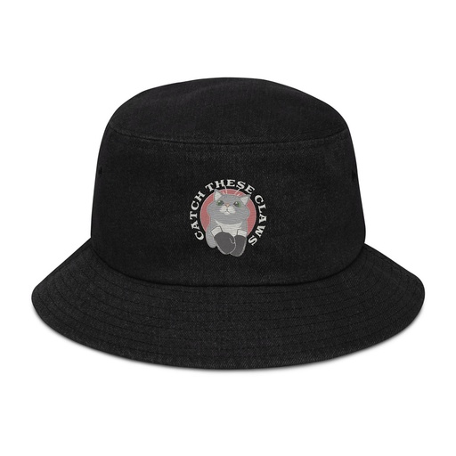 [ID: 501-G344] Catch These Claws - Cute Cat Denim Bucket Hat