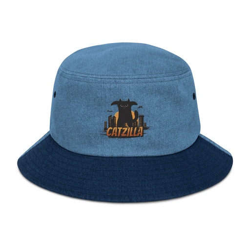 [ID: 501-G350] Catzilla - Funny Comic Animal Denim Bucket Hat