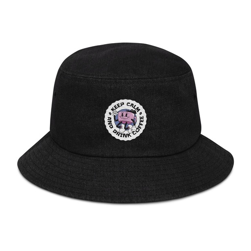 [ID: 501-G409] Colorful Fun Retro Style Coffee Quote Denim Bucket Hat