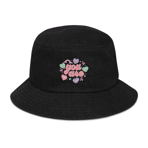 [ID: 501-G411] Colorful Self Love Affirmation - Heart Denim Bucket Hat