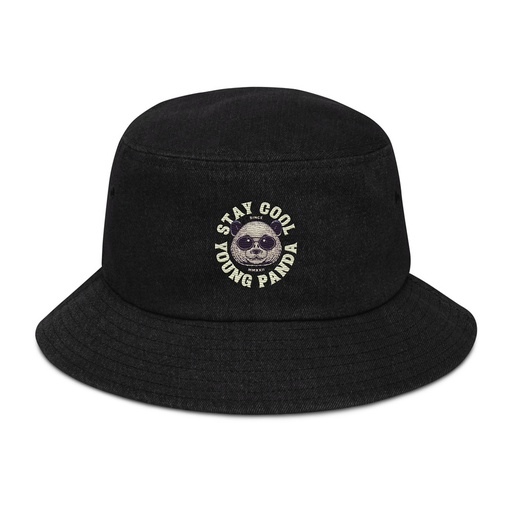 [ID: 501-G416] Cool Panda with Sunglasses -  Denim Bucket Hat