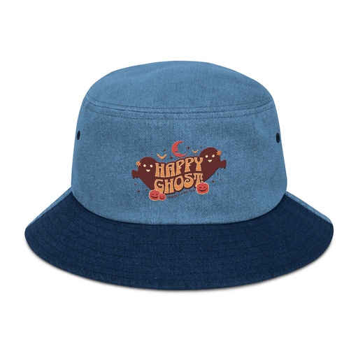 [ID: 501-G452] Cute Happy Ghost Denim Bucket Hat