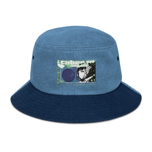[ID: 501-G455] Cyber Angels - Y2k Girl Anime Denim Bucket Hat