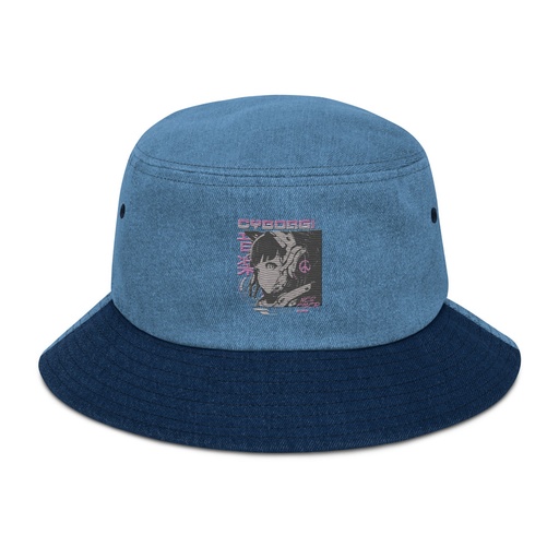 [ID: 501-G459] Cyborg - Y2k Style Denim Bucket Hat