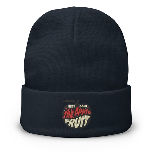 [ID: 81-G97] Apple Fruit - Typographic Lettering Knit Beanie