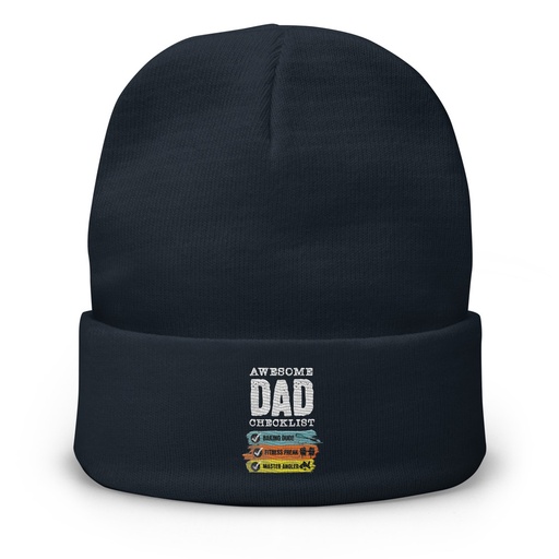 [ID: 81-G120] Awesome Dad Checklist Knit Beanie