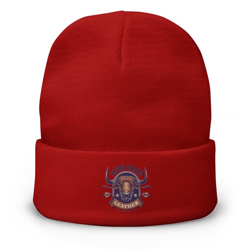 [ID: 81-G211] Bison Brand Leather - Animal Knit Beanie