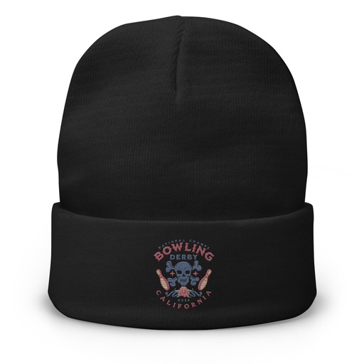 [ID: 81-G276] Bowling Derby Champs - Grunge Skull Knit Beanie