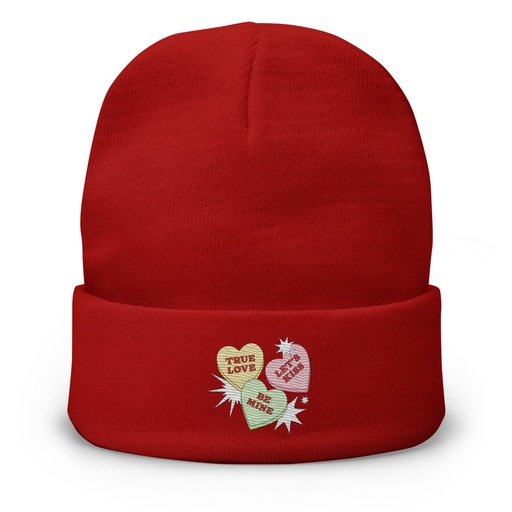 [ID: 81-G331] Candy Hearts - Valentine's Day Knit Beanie