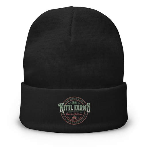 [ID: 81-G376] Christmas Tree Farm - Vintage Holiday Badge Knit Beanie