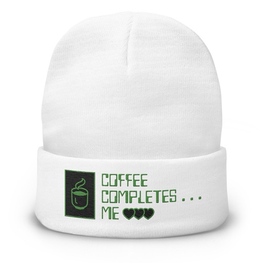 [ID: 81-G397] Coffee Completes Me - Neon Heart Knit Beanie