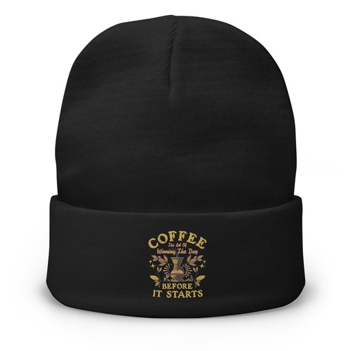 [ID: 81-G405] Coffee, The art of Winning The Day Knit Beanie