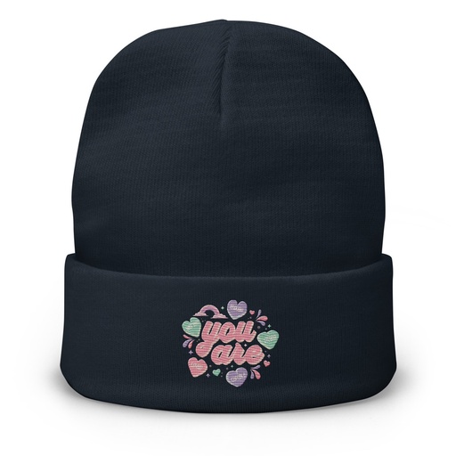 [ID: 81-G411] Colorful Self Love Affirmation - Heart Knit Beanie