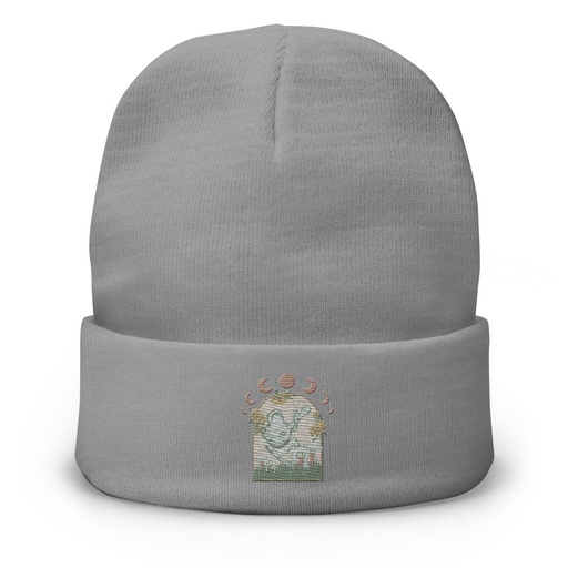[ID: 81-G426] Cottagecore Frog Botanical Knit Beanie