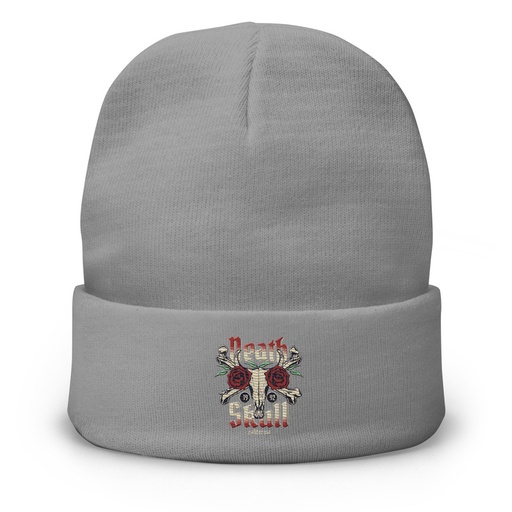 [ID: 81-G482] Death Skull - Flower Knit Beanie
