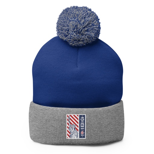 [ID: 93-G8] 4th of July Pom-Pom Knit Cap
