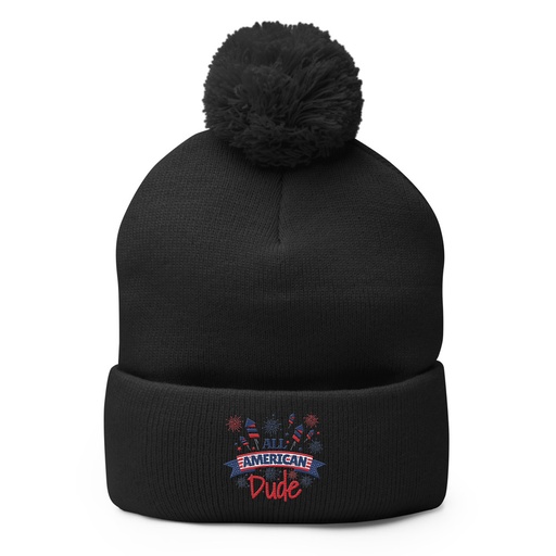 [ID: 93-G42] All American Pom-Pom Knit Cap