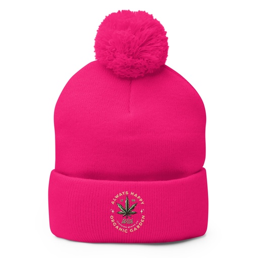 [ID: 93-G55] Always Happy - Cannabis Pom-Pom Knit Cap