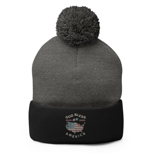 [ID: 93-G60] America - Land Of The Free Pom-Pom Knit Cap