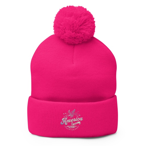 [ID: 93-G61] America 1776 Pom-Pom Knit Cap