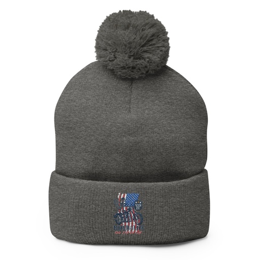 [ID: 93-G65] American Biker for Life Pom-Pom Knit Cap