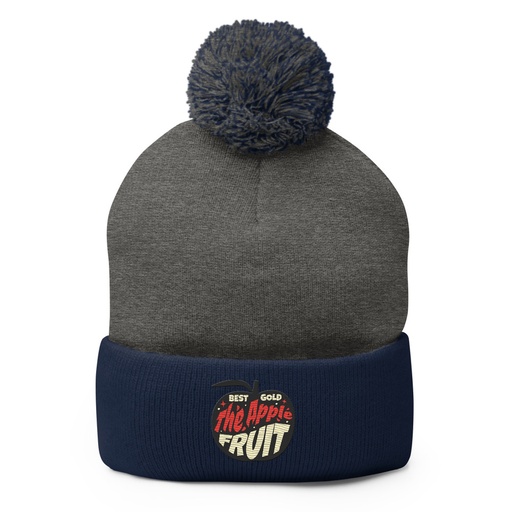[ID: 93-G97] Apple Fruit - Typographic Lettering Pom-Pom Knit Cap