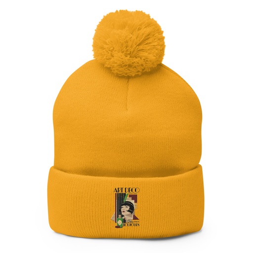 [ID: 93-G102] Art Deco Elegance Toujours Pom-Pom Knit Cap