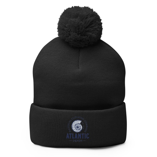 [ID: 93-G113] Atlantic Denim - Nautical Pom-Pom Knit Cap
