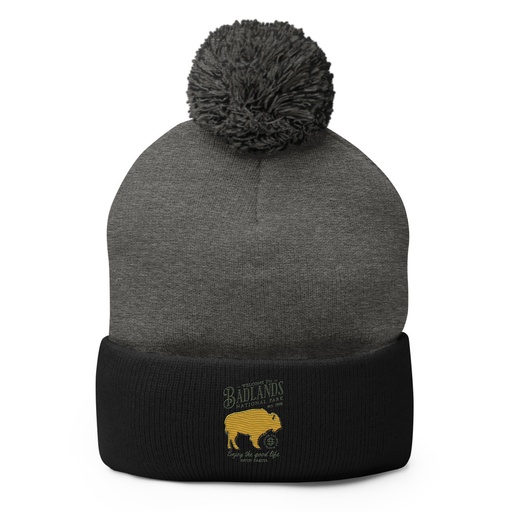 [ID: 93-G131] Badlands National Park - Bison Pom-Pom Knit Cap