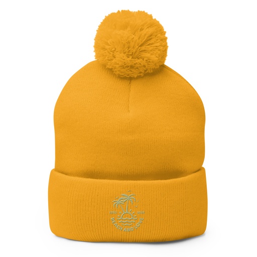 [ID: 93-G161] Beach and Love Pom-Pom Knit Cap