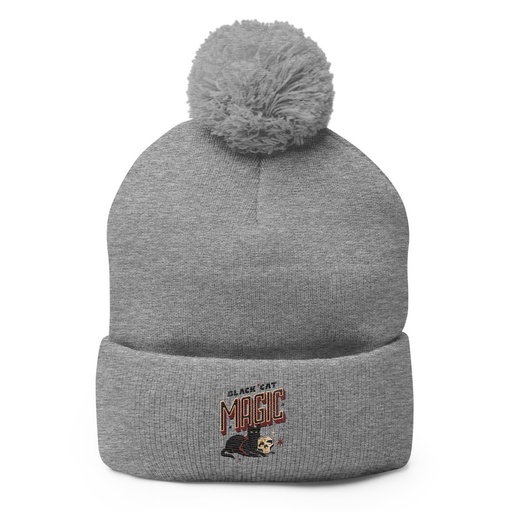 [ID: 93-G214] Black Cat Magic Pom-Pom Knit Cap