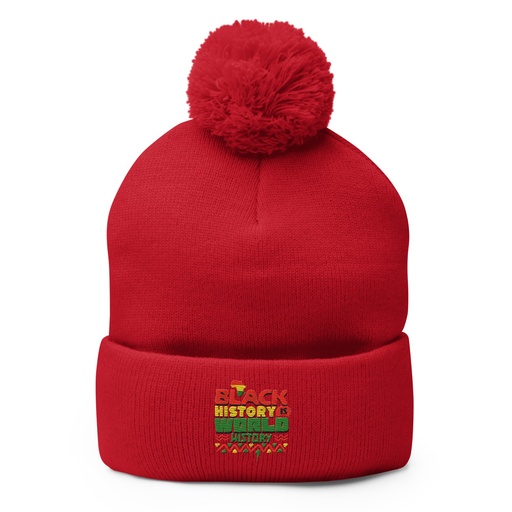 [ID: 93-G219] Black History is World History - Heritage Awareness Pom-Pom Knit Cap