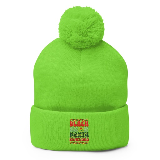[ID: 93-G223] Black History Month Pom-Pom Knit Cap