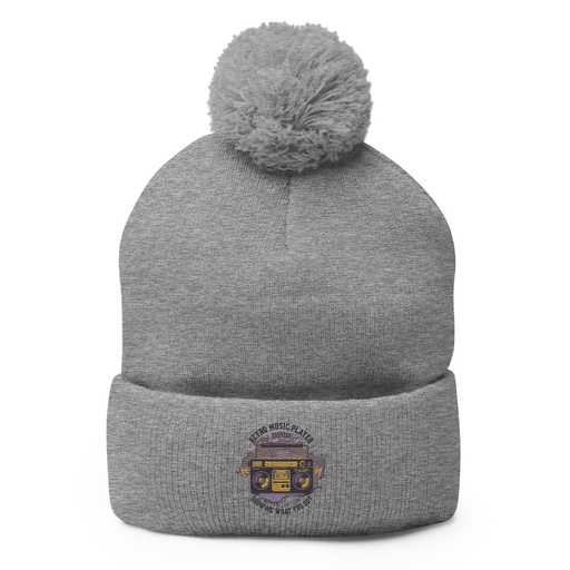 [ID: 93-G253] Boombox Music Player - Retro Pom-Pom Knit Cap