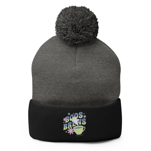 [ID: 93-G254] Boos + Brews - Halloween Pom-Pom Knit Cap