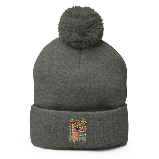 [ID: 93-G256] Born 2 Skate - Retro Skeleton Pom-Pom Knit Cap