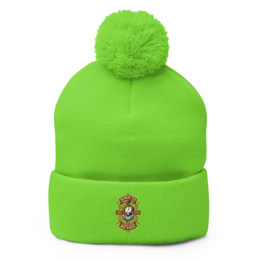 [ID: 93-G259] Born To Be Free - Skull Pom-Pom Knit Cap