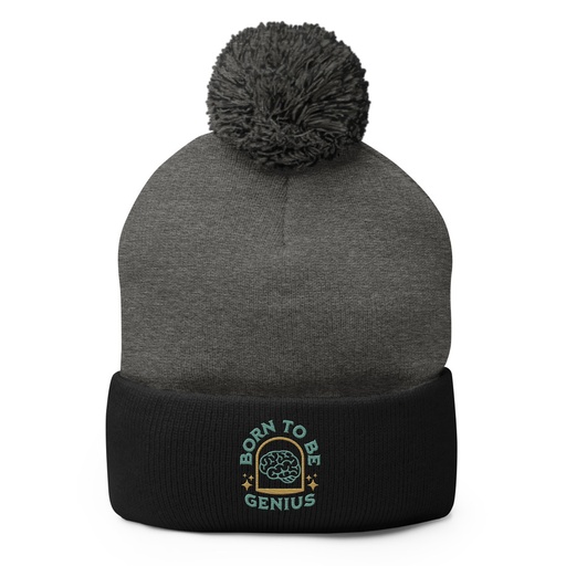 [ID: 93-G260] Born To Be Genius - Brain Pom-Pom Knit Cap