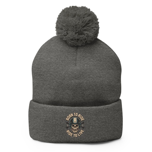 [ID: 93-G269] Born to Ride, Ride to Live Pom-Pom Knit Cap