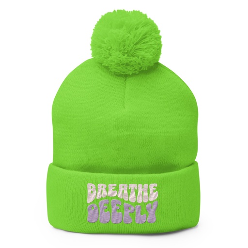[ID: 93-G283] Breathe Deeply Pom-Pom Knit Cap